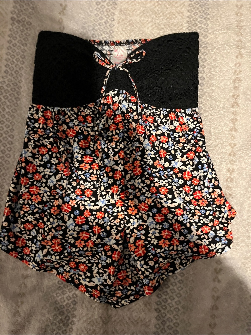 NOBO Black Romper with Red and Blue Floral Print